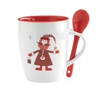 MidOcean Claus 250ml Mug & Spoon Set - White/Red - One Size - White/Red