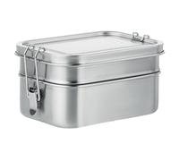 MidOcean Double Chan Stainless Steel Lunch BoxOne Size Matt Silver MO1346