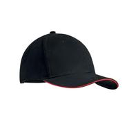 MidOcean Tekapo Heavy Brushed Cotton Baseball Cap - Black/Red - Black/Red - One Size - 100% Heavy Brushed Cotton