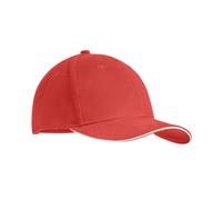 MidOcean Tekapo Heavy Brushed Cotton Baseball Cap - White/Red - White/Red - One Size - 100% Heavy Brushed Cotton