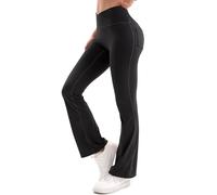 MiDoDo Womens Crossover Flared Leggings - Yoga Pants Bootleg Stretchy Bootcut, High Waisted Tummy Control Workout Black