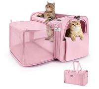 MIDOG Cat Carrier Soft, TSA Approved Airline Travel Carrier for Cats and Small Dogs, Under Seat Pet Bag with Expandable Space & Escape-Proof Zippers (Coral)