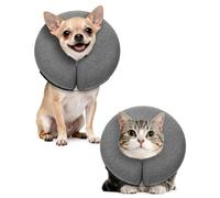 MIDOG Inflatable Dog Cone Collar - Soft Dog Cone Alternative After Surgery, Comfortable Recovery Neck Donut ECollar for Small Medium & Large Dogs and Cats to Stop Licking & Vision-Friendly (Grey,XS)