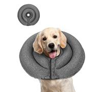 MIDOG Patented Inflatable Dog Cone, Soft Recovery Collar, Gray, L | Neck 10-18in, patented no-vision-block design, non-stick fabric, inflatable PVC, rope buckle, machine-washable cover