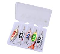 MIDOKSTUA 5Pcs Spinnerbait Fishing Tackle Metal Cast Jigging Spoon Lures Hard Spinner Baits with Treble Hook Sinking Baits Multiple Color Lures