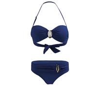MIDOKSTUA Bandeau Bathing Suit with Adjustable Neck Strap Back Tie Low Waist Thong Swimsuit Set Halterneck Swimwears Low Waist String
