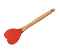 MIDOKSTUA Heatproof Heart Silicone Spoon Spatula with Comfortable Wood Handle for Cooking Baking and Food Preparation Wooden Handle Cooking Spoon