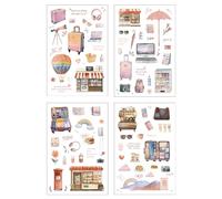 MIDOKSTUA PET Travel Scrapbooking Sticker Lovely Decorative for Handbook Bullets Journals Decal Diary Planner Diys Funny Travel Scrapbooking