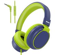 MIDOLA Volume Limited 85/96dB Kids Headphone Over-Ear/On-Ear Foldable Sound Noise Protection Headset with Inline AUX 3.5mm Cord w/Mic for Child School Cellphone Pad PC Notebook (DeepBlueSky)