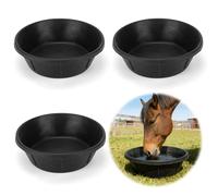 Midollarle 3Pcs Heavy Duty Rubber Feeder Pan, 8Q/2Gal Horses Feed Pan, Large Feed Bucket for Animal Feeding, Livestock Water Bowl Chicken Dust Bath Tub for Horse Goat Pig Dog Farm Livestock Poultry