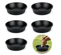 Midollarle 5Pcs Heavy Duty Rubber Feeder Pan, 12Q/3Gal Horses Feed Pan, Large Feed Bucket for Animal Feeding, Livestock Water Bowl Chicken Dust Bath Tub for Horse Goat Pig Dog Farm Livestock Poultry