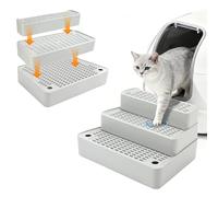 Midollarle Adjustable 3 Steps Cat Ramp for Litter Box,Detachable Cat Pedal Step Stool with Filter Function,Double Layered Cats Litter Trapper,Suitable for Small&Elderly Cats, Non-Slip(Grey)