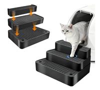 Midollarle Adjustable 3 Steps Cat Ramp for Litter Box, Detachable Cat Pedal Step Stool with Filter Function, Double Layered Cats Litter Trapper, Suitable for Small&Elderly Cats, Non-Slip(Black)