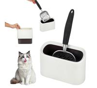 Midollarle Heavy-Duty Cat Litter Scoop with Holder, Metal Cat Scooper and Detachable Trash Can,Aluminum Kitty Poop Shovel Captures All Clumps,Speed Sifter Litter Box Scooper and Caddy with Lid(White)