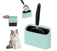 Midollarle Heavy-Duty Cat Litter Scoop with Holder, Metal Cat Scooper and Detachable Trash Can,Aluminum Kitty Poop Shovel Captures All Clumps,Speed Sifter Litter Box Scooper and Caddy with Lid(Green)