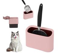 Midollarle Heavy-Duty Cat Litter Scoop with Holder, Metal Cat Scooper and Detachable Trash Can,Aluminum Kitty Poop Shovel Captures All Clumps,Speed Sifter Litter Box Scooper and Caddy with Lid(Pink)