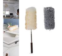Midoneat Lambswool Duster with Extra Flexible Microfiber Head,Long Reach/Extendable Duster Up to 86" for Cleaning High Ceiling Fan, Interior Roof, Cobweb, Keyboard, Furniture
