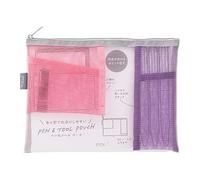 Midori 53346006 Pouch, Pen Case, Pen & Tool Pouch, Mesh, Pink