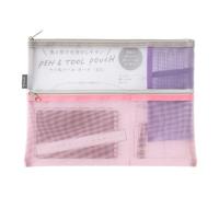 Midori 53354006 Multi Pouch, Pen & Tool Pouch, B5, Mesh, Pink
