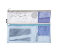Midori 53356006 Multi Pouch, Pen & Tool Pouch, B5, Mesh, Light Blue