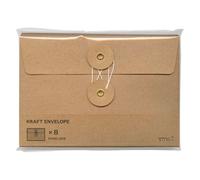 Midori 85674006 Kraft Envelopes, 4.5 x 6.7 inches (115 x 170 mm), Horizontal, Drawstring, Brown, Pack of 8