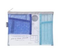 Midori DESIGNPHIL 53348006 Pouch, Pen Case, Pen & Tool Pouch, Mesh, Light Blue
