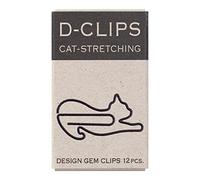Midori Paper Clip, D-Clips Mini Box, Stretching Cat, 12 Pieces (43350006)