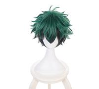 Midoriya Izuku Short Wig Cosplay Costume Boku no Hero Academia Synthetic Hair Green Mix Black Wigs