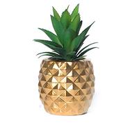 Midream Pineapple Plant Ornamental, Artificial Potted Succulent Plants Set Faux Succulents in Pots Home Decor with Leaves (Gold)