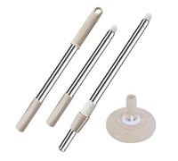 Midremer Extended Spin Mop Replacement Mop Handle, Upgraded 60-inch 360 Degrees Rotating Telescopic Replacement Mop Stick for Spin Mop Bucket Cleaning System Floor Cleaning (Plastic Disc, Khaki)