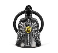 MidSmile Birthstone Angel Wings Guardian Bell for Motorbikes: Cross Gremlin Bell Motorcycle, Keychain Key Rings Motorbike Accessories Lucky Viking Gifts for Men and Women