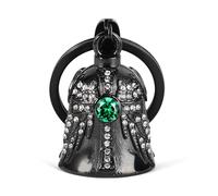MidSmile Birthstone Angel Wings Guardian Bell for Motorbikes: Cross Gremlin Bell Motorcycle, Keychain Key Rings Motorbike Accessories Lucky Viking Gifts for Men and Women