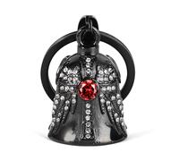 MidSmile Birthstone Angel Wings Guardian Bell for Motorbikes: Cross Gremlin Bell Motorcycle, Keychain Key Rings Motorbike Accessories Lucky Viking Gifts for Men and Women