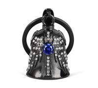MidSmile Birthstone Angel Wings Guardian Bell for Motorbikes: Cross Gremlin Bell Motorcycle, Keychain Key Rings Motorbike Accessories Lucky Viking Gifts for Men and Women