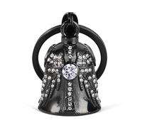 MidSmile Birthstone Angel Wings Guardian Bell for Motorbikes: Cross Gremlin Bell Motorcycle, Keychain Key Rings Motorbike Accessories Lucky Viking Gifts for Men and Women