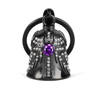 MidSmile Birthstone Angel Wings Guardian Bell for Motorbikes: Cross Gremlin Bell Motorcycle, Keychain Key Rings Motorbike Accessories Lucky Viking Gifts for Men and Women