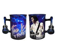 Midsouth Products Elvis Presley Ceramic Mug with Guitar Handle - Iconic White Jumpsuit Design - 16oz Collector's Item for Elvis Fans