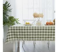 Midsummer Breeze Buffalo Plaid Square Tablecloth-Cotton Gingham Table Cloth for Kitchen Restaurant Farmhouse St Patricks Day Christmas Décor (55x55, Green)