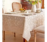 Midsummer Breeze French Country Beige Floral Tablecloth Rectangle 60”x102” | yearn dyed, cottagecore, spring, easter, fall, thanksgiving, washable,easy care, stain resistant, wrinkle free, reusable