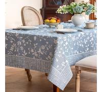 Midsummer Breeze French Country Blue Floral Tablecloth Rectangle 60”x102” | yearn dyed, cottagecore, spring, summer, easter, July 4th, washable,easy care, stain resistant, wrinkle free, reusable
