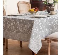 Midsummer Breeze French Country Gray Floral Tablecloth Rectangle 60”x120” | yearn dyed, cottagecore, spring, summer, everyday, washable, easy care, stain resistant, wrinkle free, reusable
