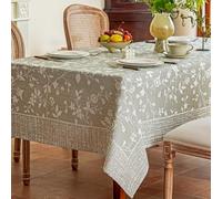 Midsummer Breeze French Country Green Floral Tablecloth Rectangle 60”x75” | yearn dyed, cottagecore, spring, summer, easter, washable, easy care, stain resistant, wrinkle free, reusable