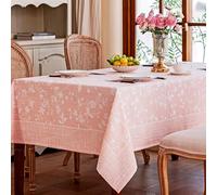 Midsummer Breeze Pink Floral Farmhouse Tablecloth Rectangle 60x75 inch, Washable Cottagecore Table Cloth for Dining Room Kitchen, Spring Summer French Country Decor