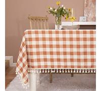 Midsummer Breeze Rustic Gingham Tablecloth, Cotton Buffalo Plaid Table Cloth for Fall Thanksgiving Christmas Kitchen Restaurant Holiday Outdoor Picnic Decoration（Rectangle/Oblong, 55x84,Orange