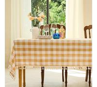Midsummer Breeze Table Cloth Rectangle Table-Rustic Gingham Tablecloth Buffalo Plaid Table Cloth for Spring Summer Kitchen Dining Room (55x84 Inch,Yellow and White)