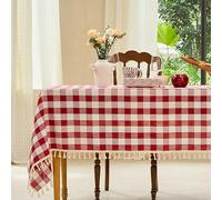 Midsummer Breeze Table Cloth Rectangle Table-Rustic Gingham Tablecloth Buffalo Plaid Table Cloth for Thanksgiving Christmas Kitchen Dining Room (55x102 Inch,Red and White)