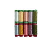 Midsummer Stitching by Sharon Holland 10 Small Spools - 100% Egyptian Cotton - Ideal for Hand Embroidery, Quilting, Topstitching, Decorative Sewing - Made in Italy