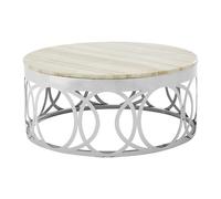 midtown round marble top coffee table with steel frame