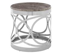 midtown round marble top side table with steel frame