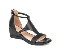 MiduoHu Women Wedge Heel Sandals Summer, Orthopedic Casual Platform Rome Elegant Leisure Open Toe Shoes Faux Leather (Color : Black, Size : 39EU)